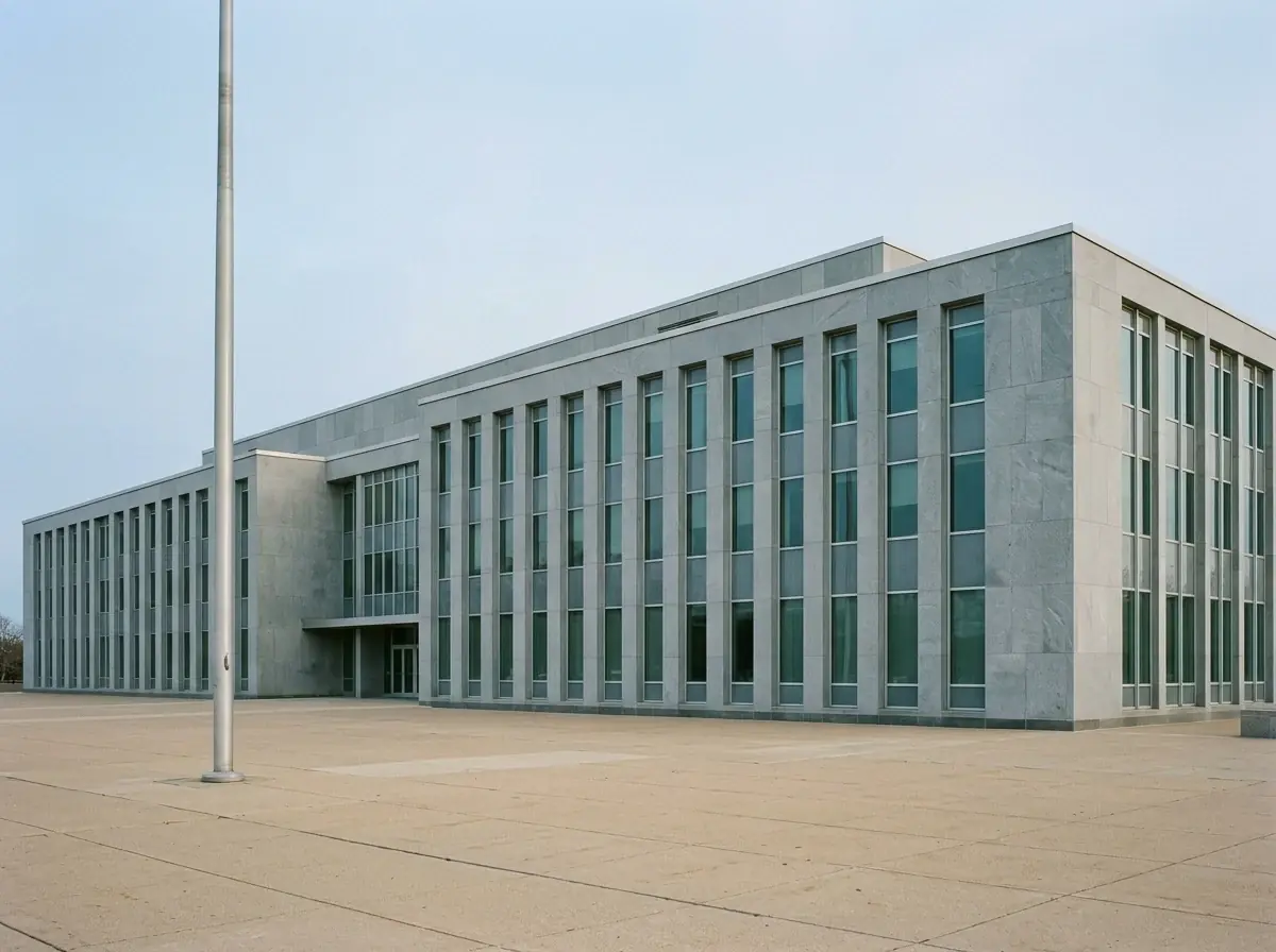 Abstract beeld van een kantoorgebouw als zetel van een zelfstandig bestuursorgaan met een neutrale formele uitstraling