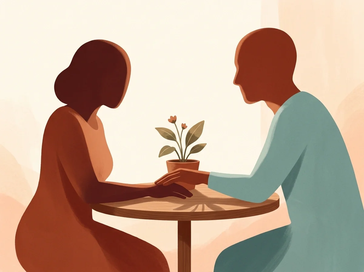 Schematische voorstelling van de vier stappen voor een naaste die wil helpen bij gokproblemen, beginnend met een open gesprek en uitlopend op professionele begeleiding
